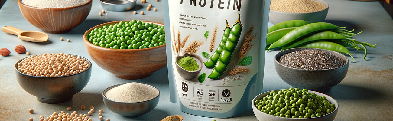 typy rostlinných proteinů - hrachový, sójový, rýžový a konopný
